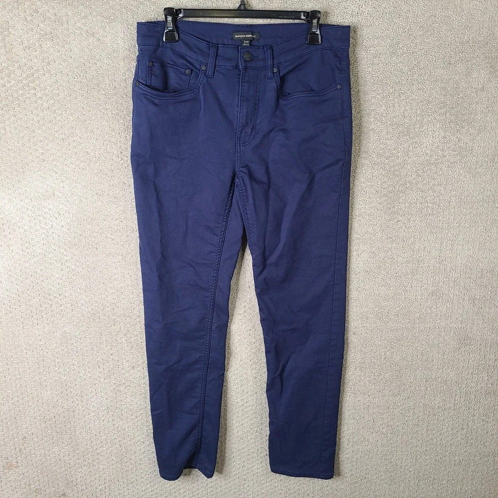 Banana Republic Pants Mens 32x30 Navy Blue Slim Fit Cotton Stretch 5 Pocket Work